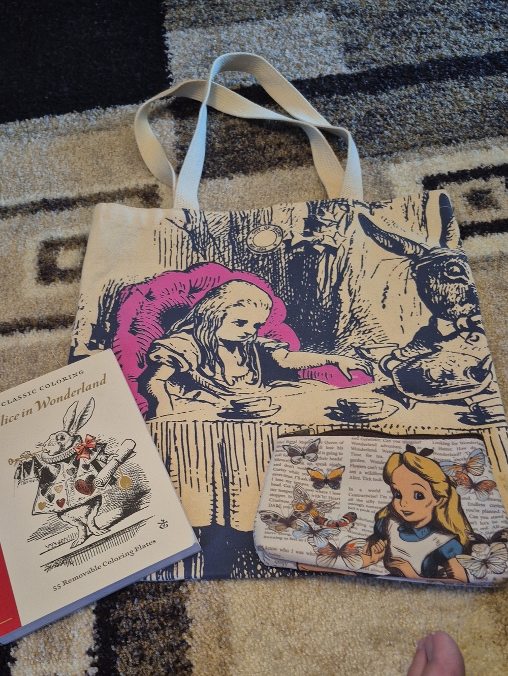 Alice Illustration Pink & Cream Canvas Tote Bag